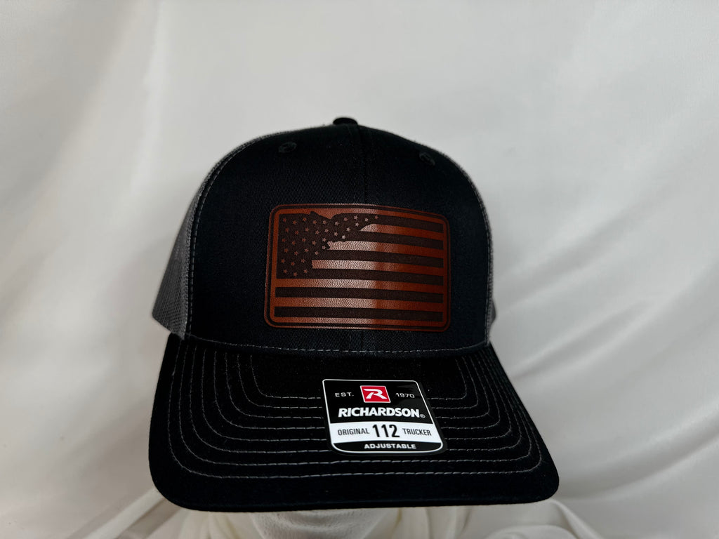 Idaho Flag Genuine Leather Patch -Saddle