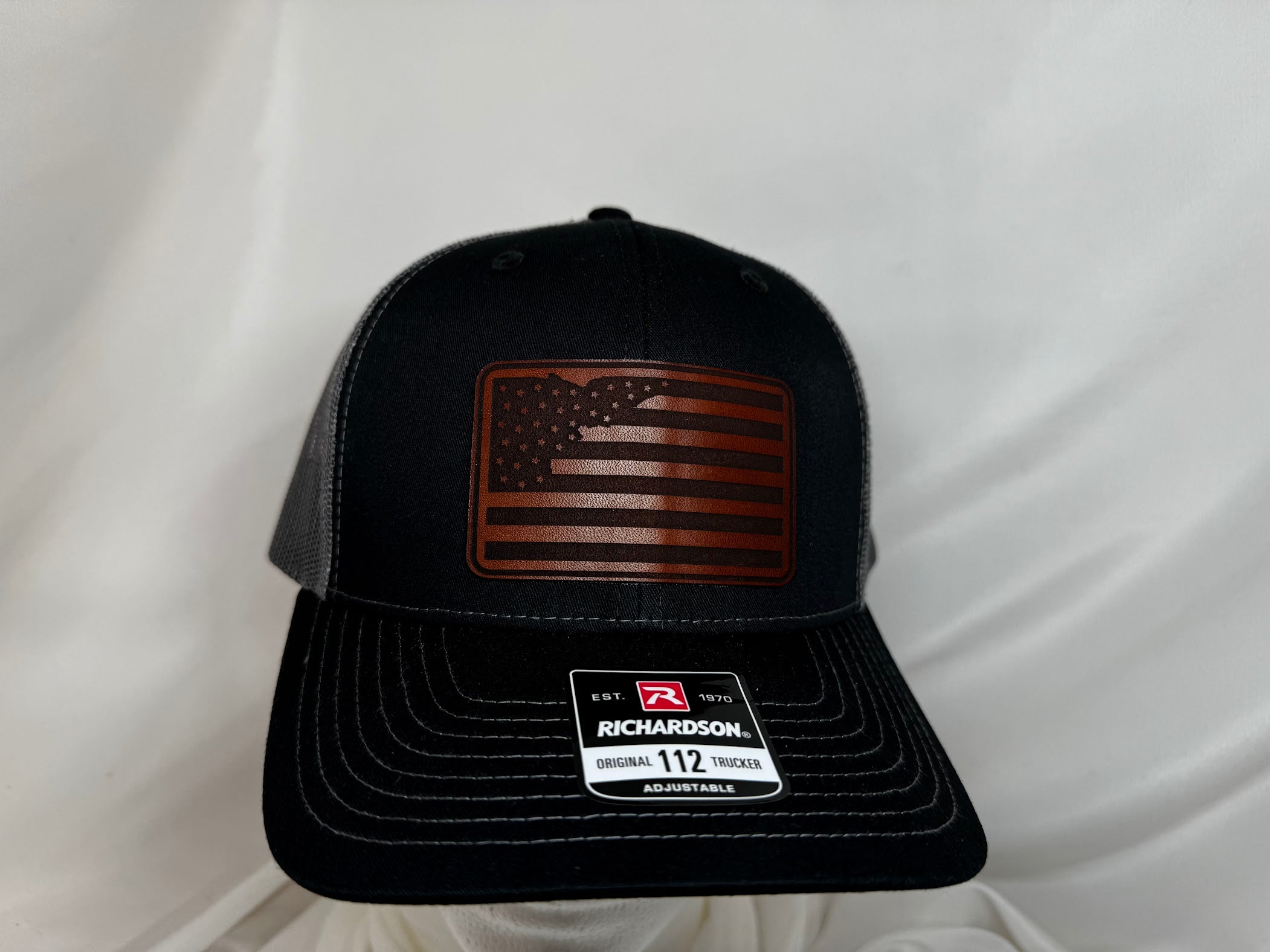 Idaho Flag Genuine Leather Patch -Saddle