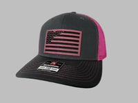 Pink Idaho Flag Charcoal/Neon Leatherette Patch